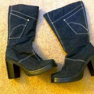 Denim boots